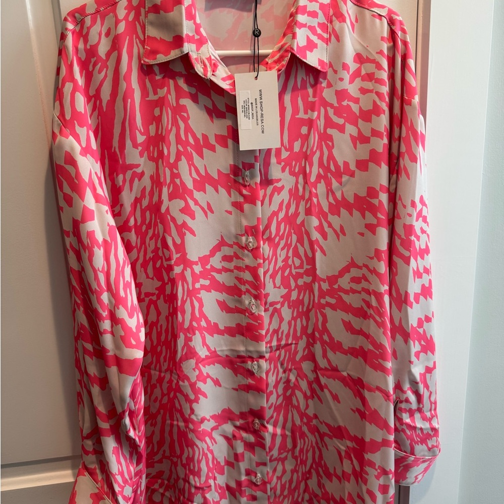 RESA Pink and Cream Abstract Print Button-Down Shirt